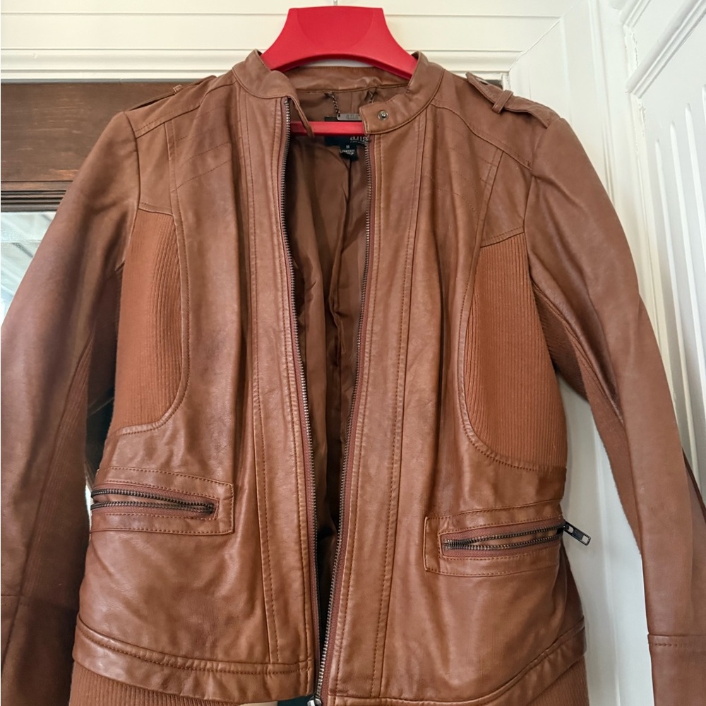 Women's Brown Faux Leather Jacket